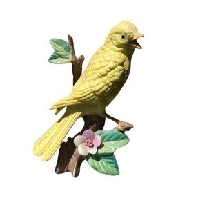 Vintage Yellow Canary Bird Ceramic Statue Made in Taiwan